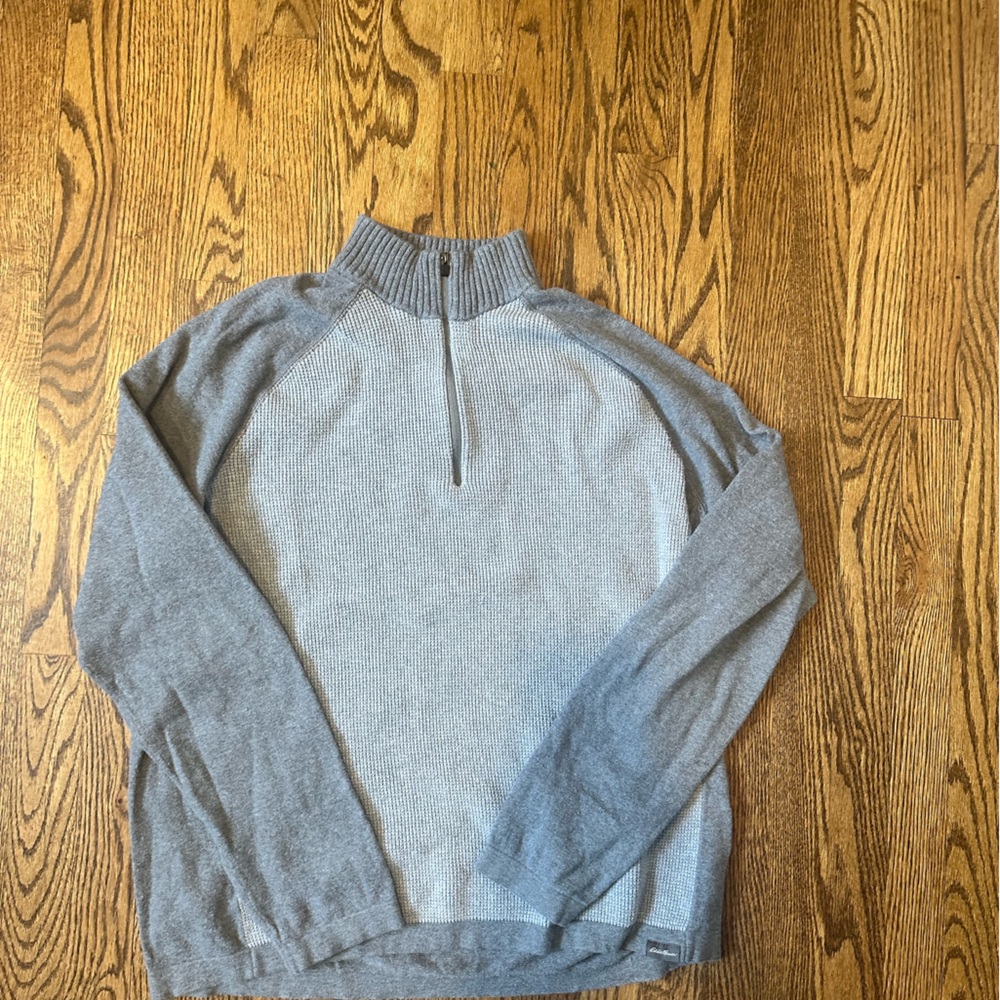 Eddie Bauer grey quarter-zip sweater men’s large